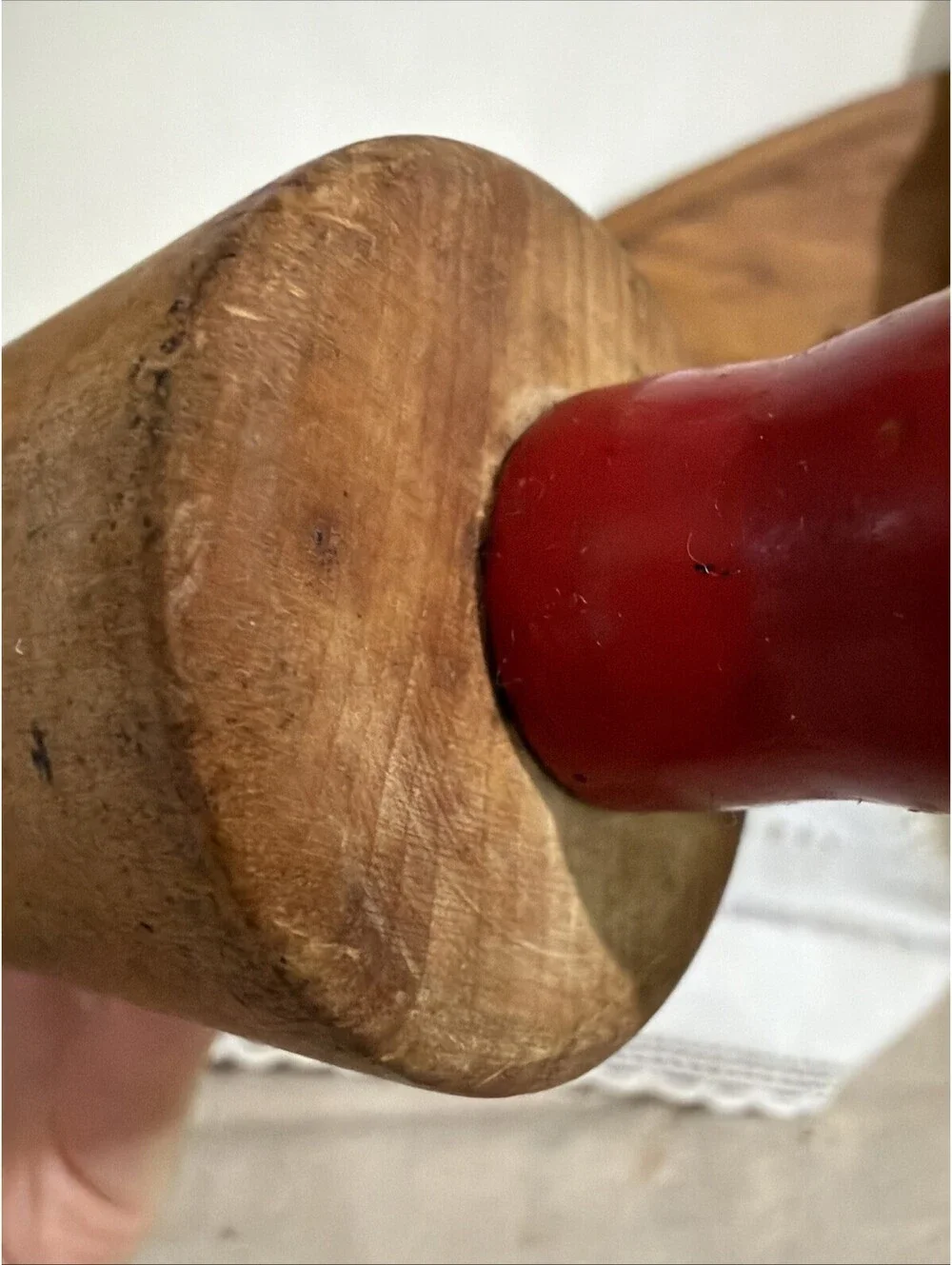 Rolling Pin & Holder Wood VTG Kitchen Display Red Strawberry Paper Towel Retro